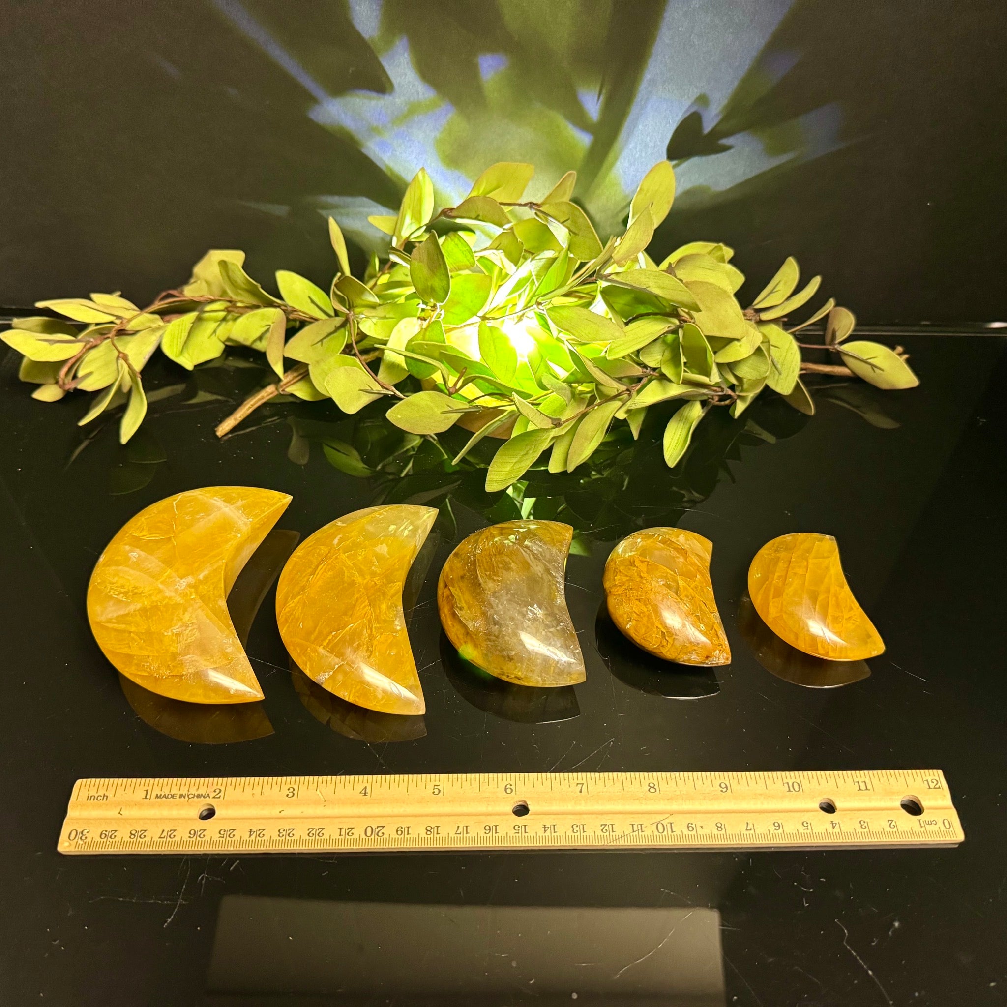Golden Healer Quartz Moon Carving