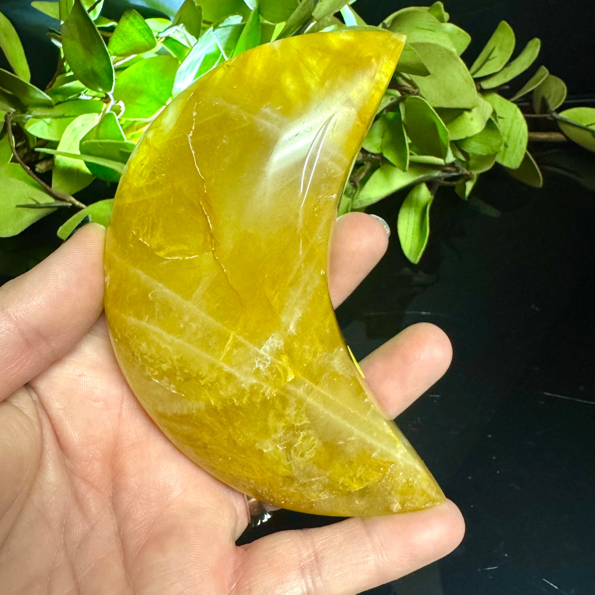 Golden Healer Quartz Moon Carving