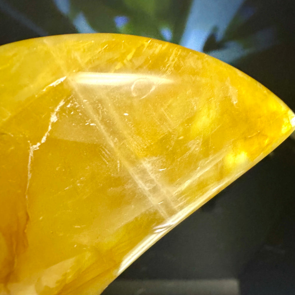 Golden Healer Quartz Moon Carving