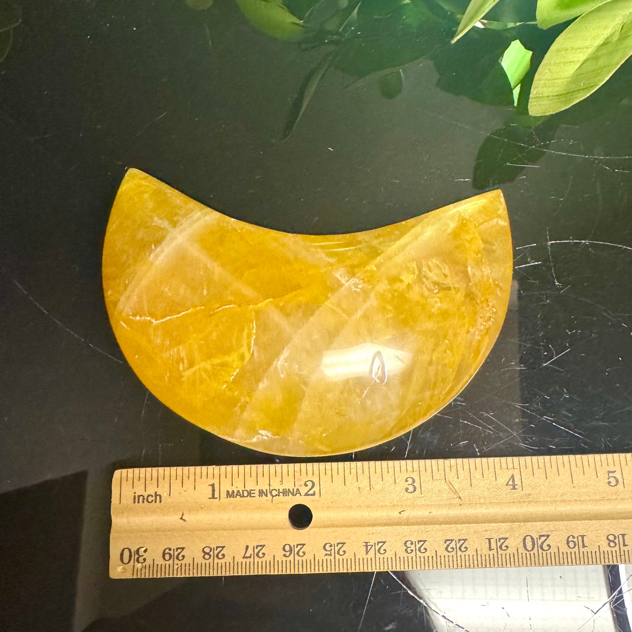 Golden Healer Quartz Moon Carving