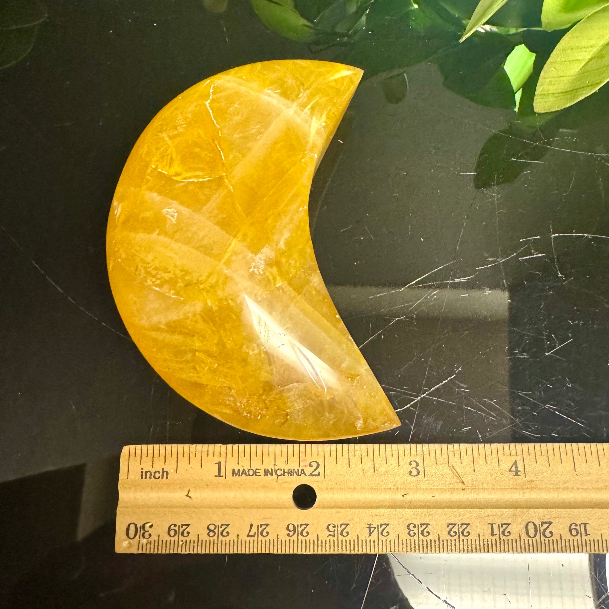 Golden Healer Quartz Moon Carving