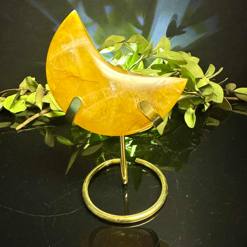 Golden Healer Quartz Moon Carving