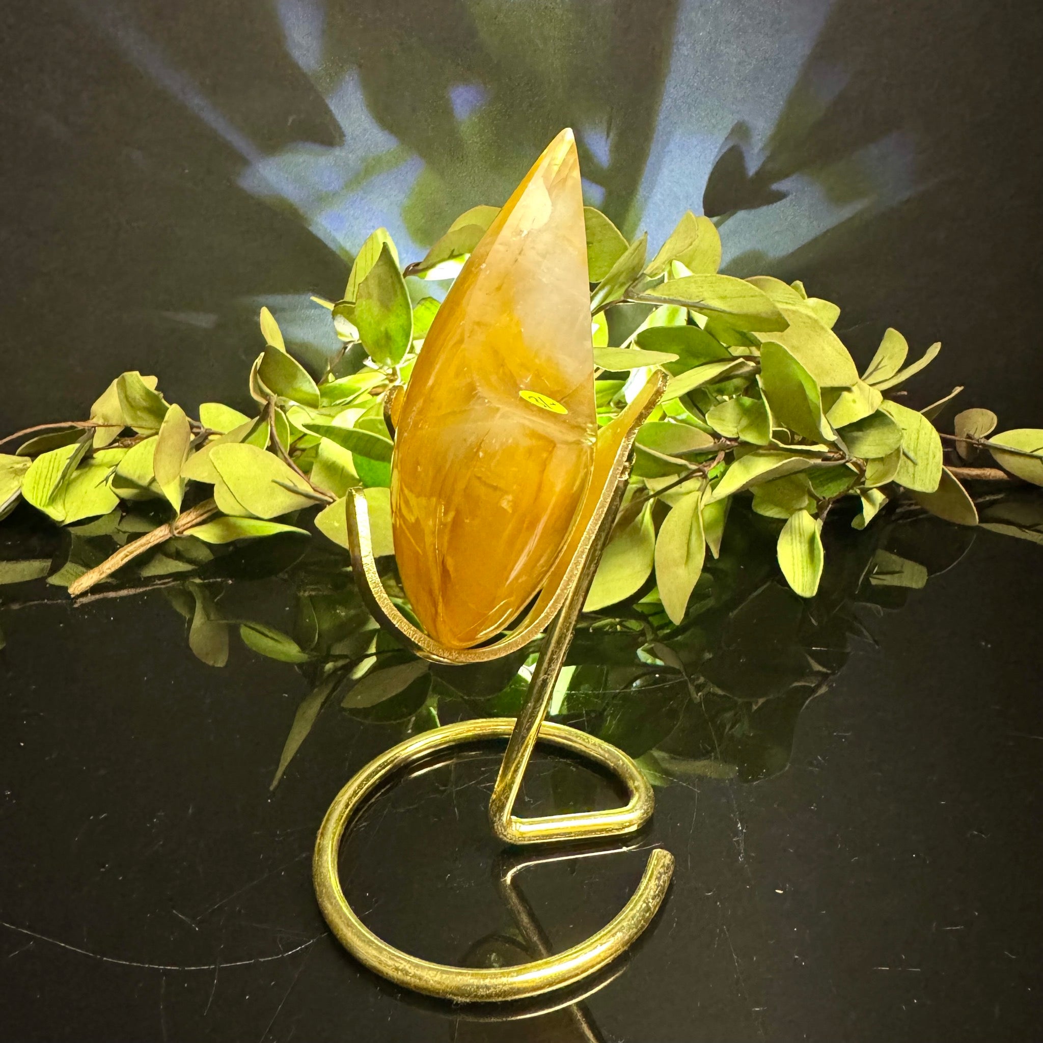 Golden Healer Quartz Moon Carving