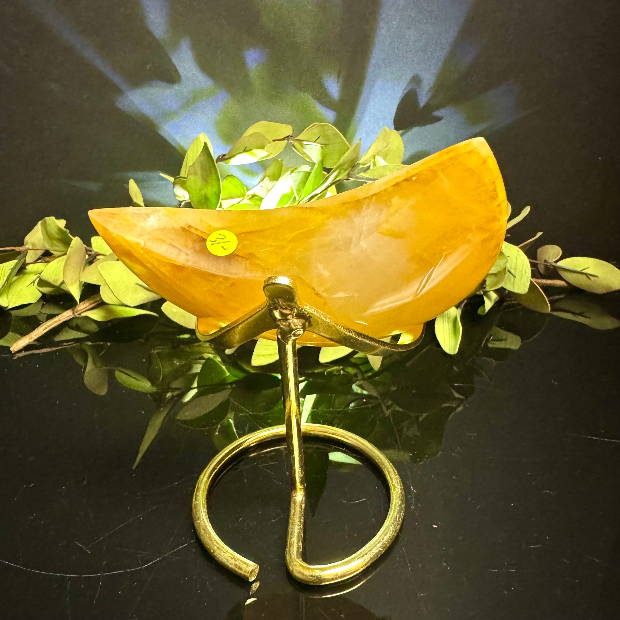 Golden Healer Quartz Moon Carving