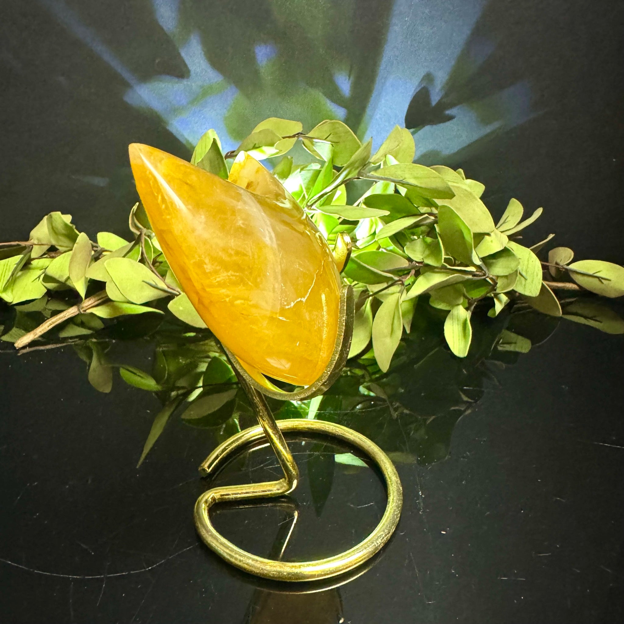 Golden Healer Quartz Moon Carving