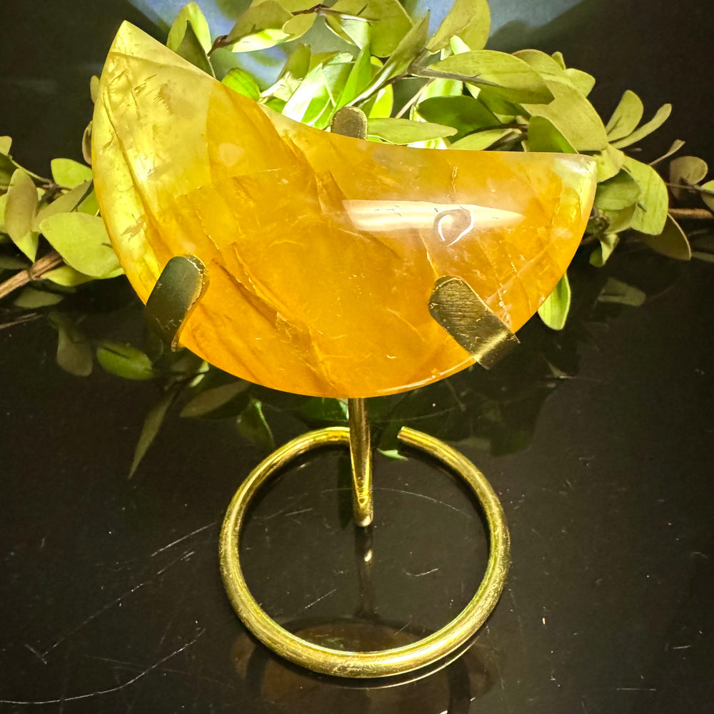 Golden Healer Quartz Moon Carving