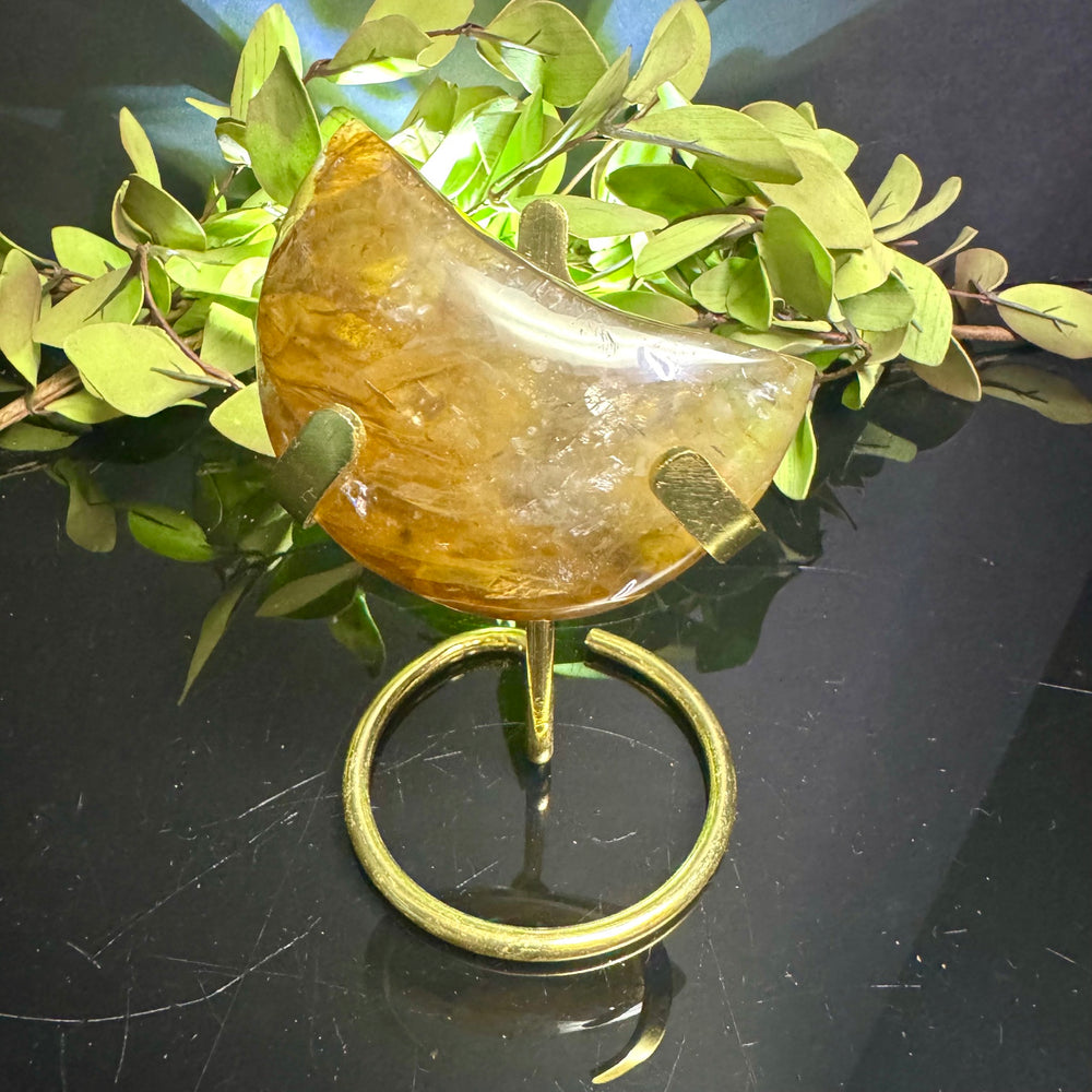 Golden Healer Quartz Moon Carving