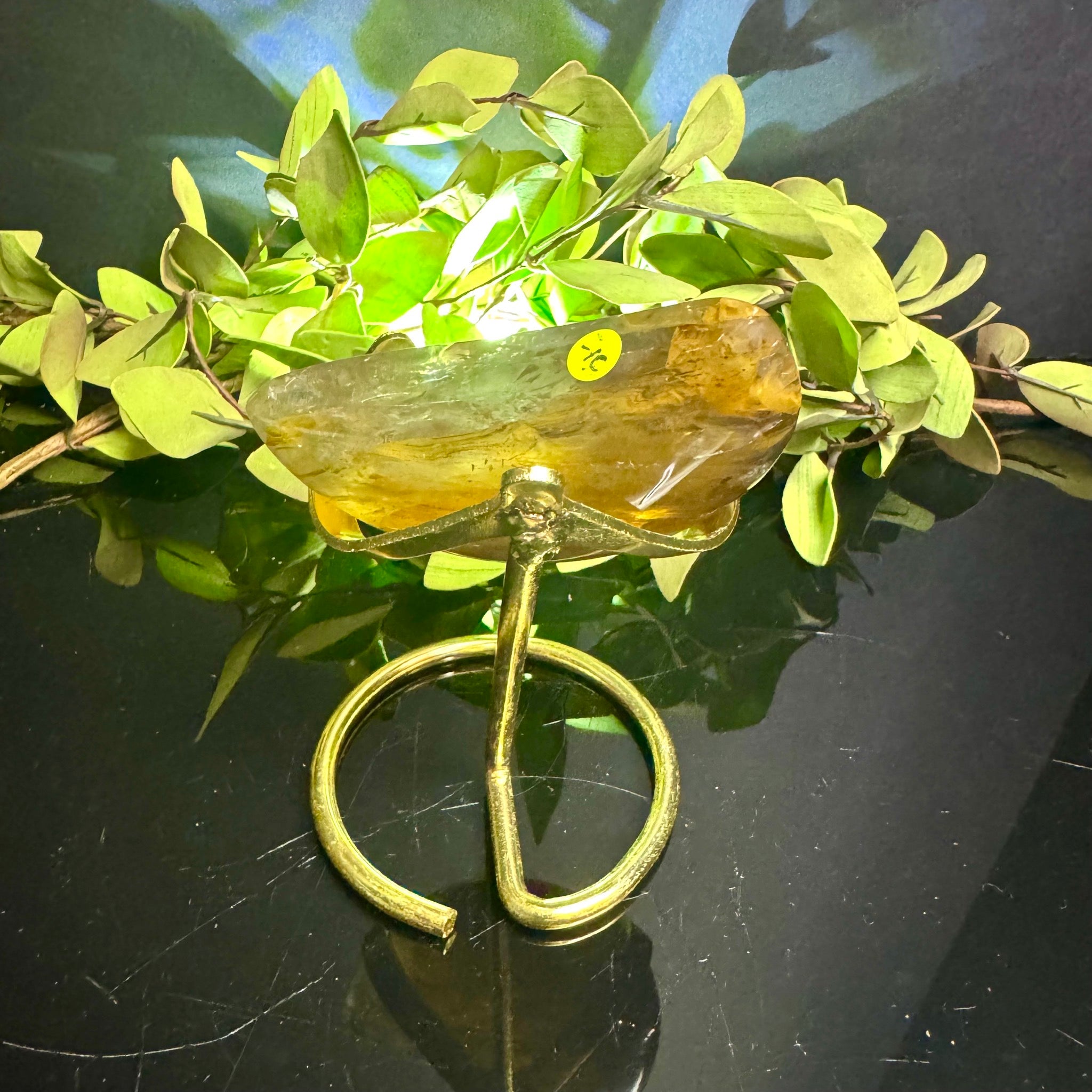 Golden Healer Quartz Moon Carving