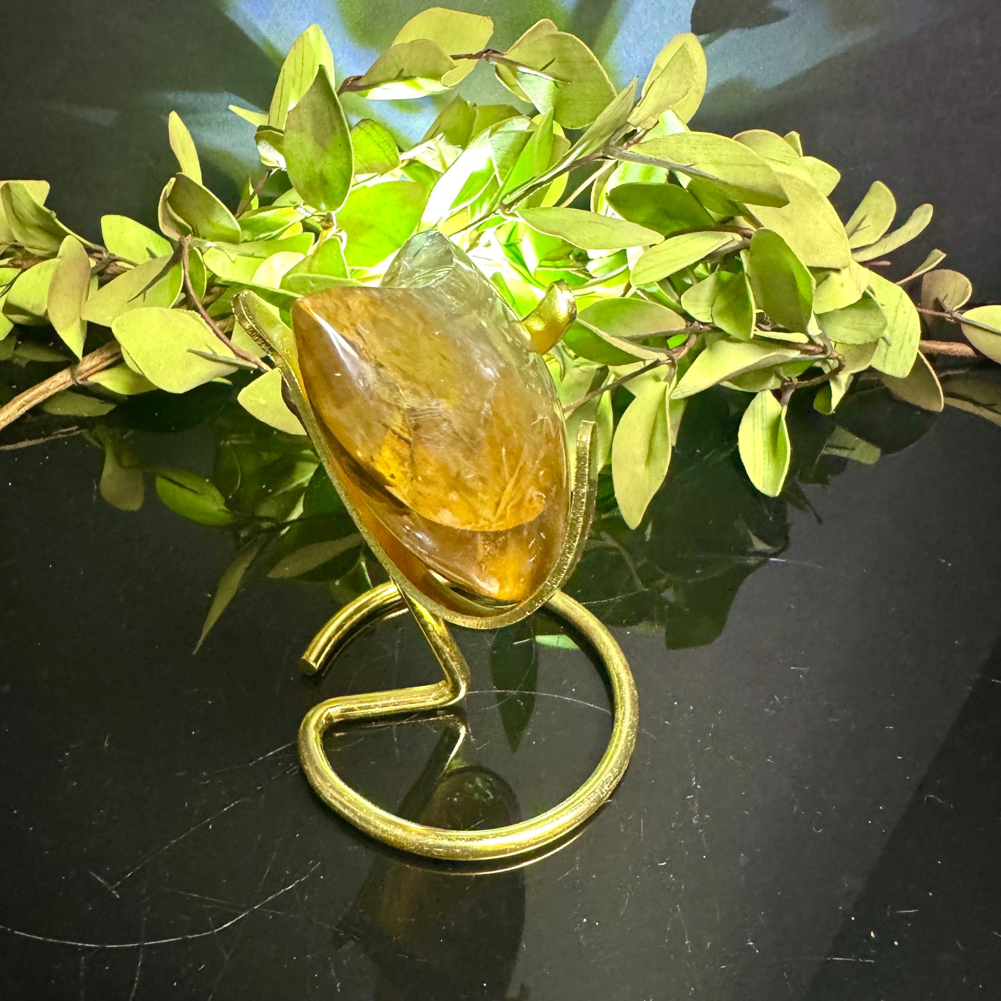 Golden Healer Quartz Moon Carving