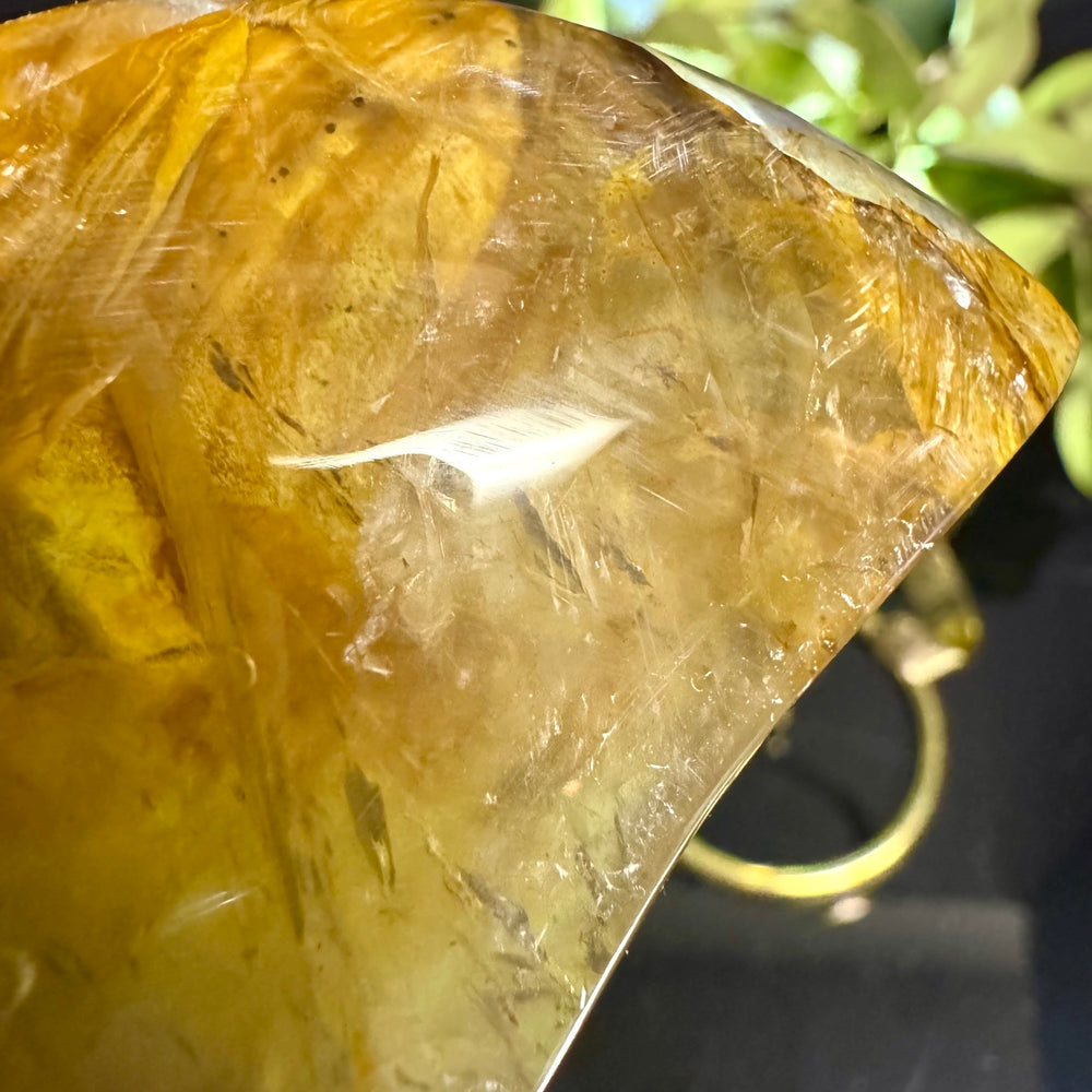 Golden Healer Quartz Moon Carving