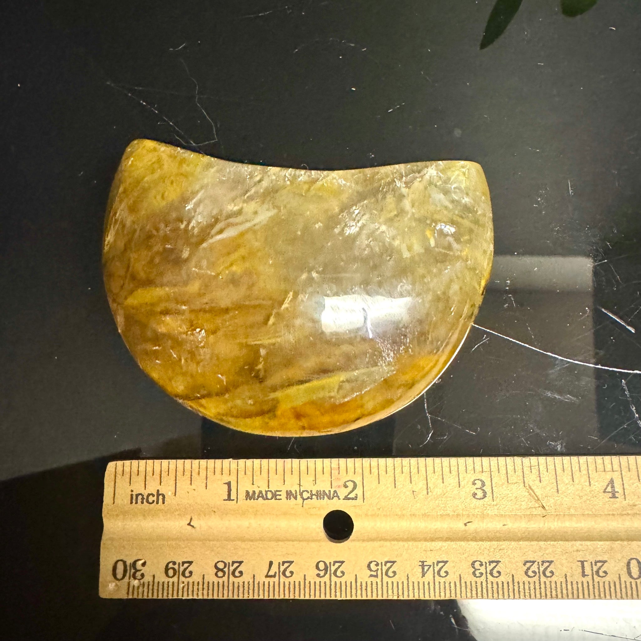 Golden Healer Quartz Moon Carving