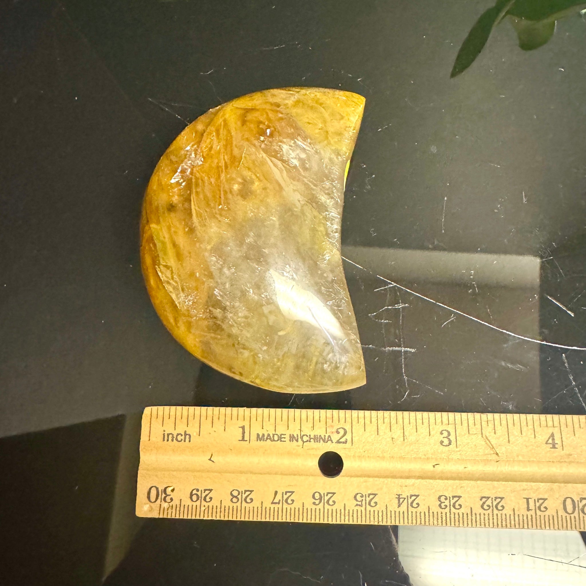 Golden Healer Quartz Moon Carving