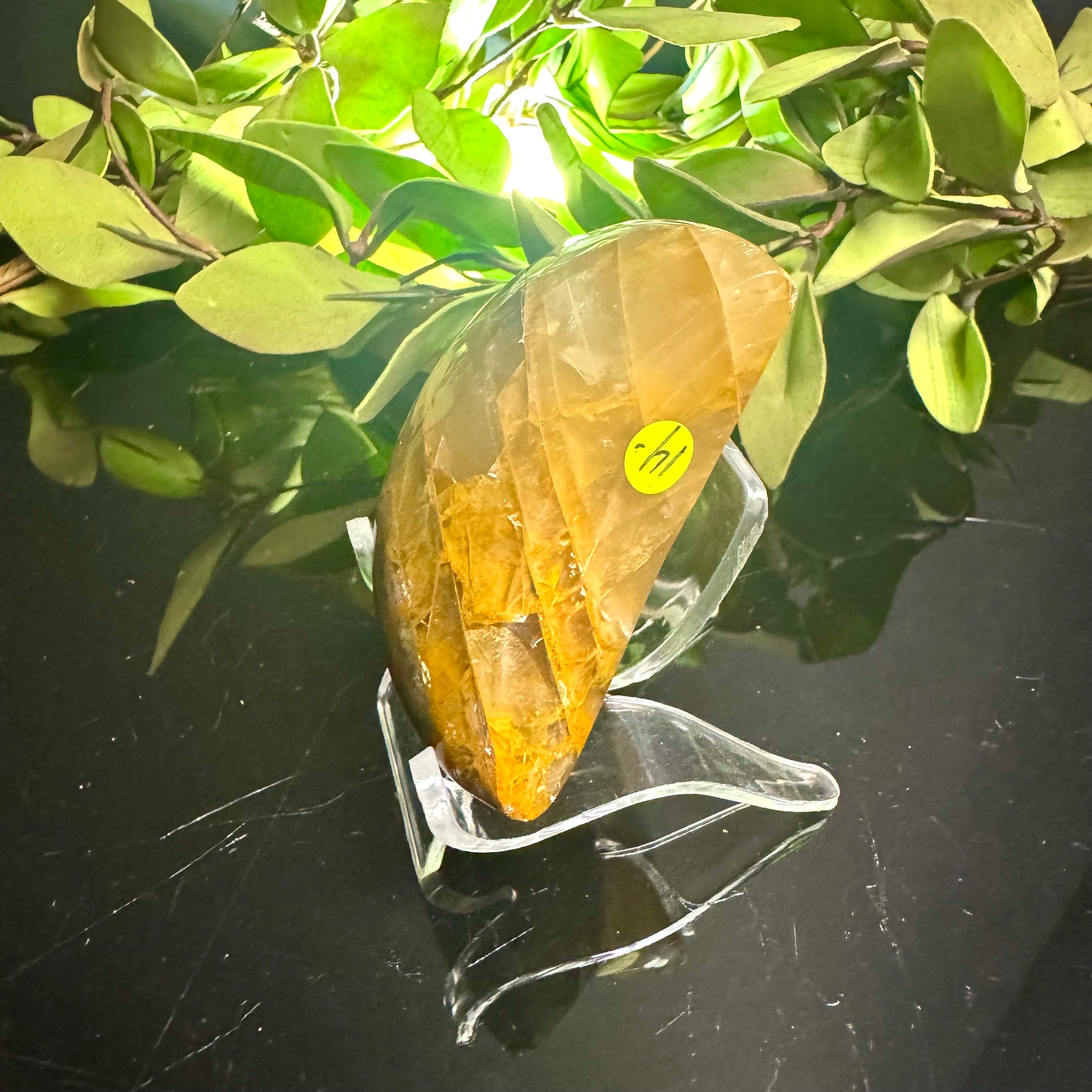 Golden Healer Quartz Moon Carving