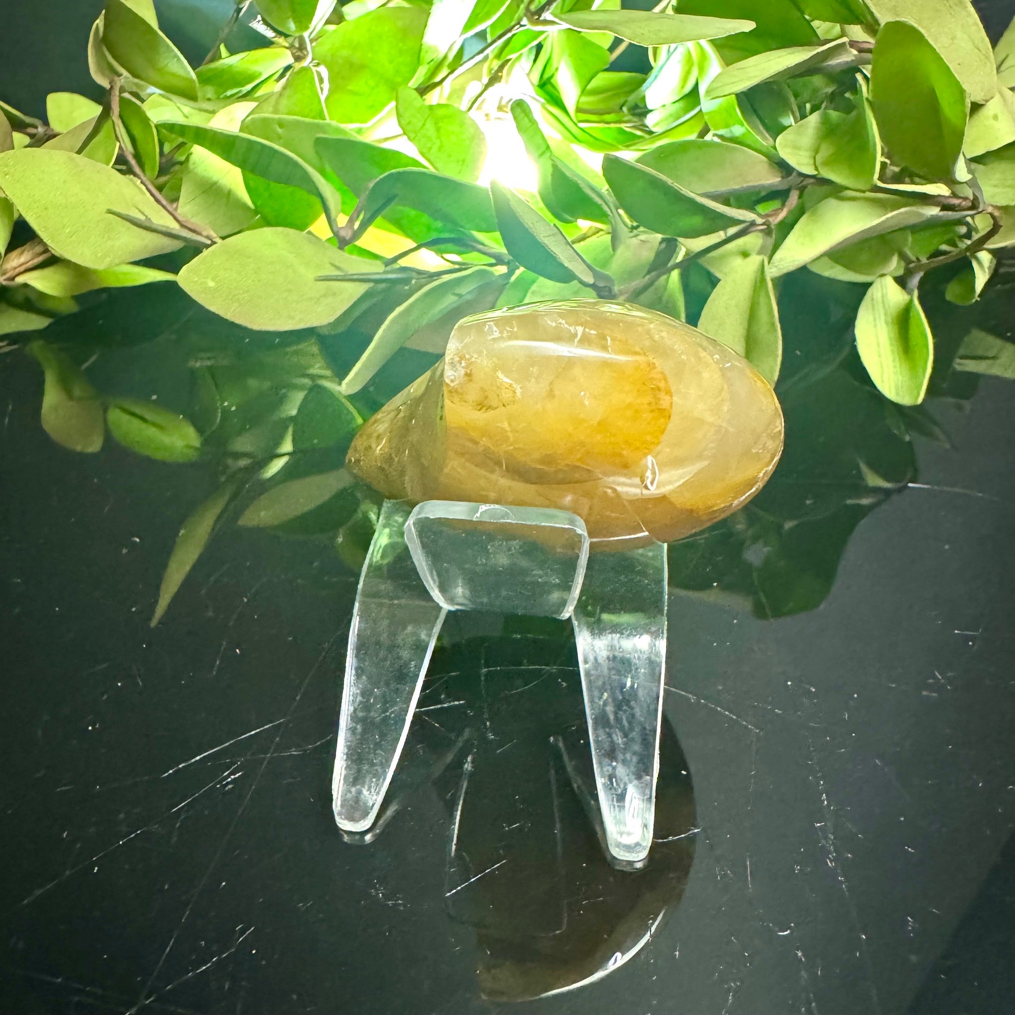 Golden Healer Quartz Moon Carving