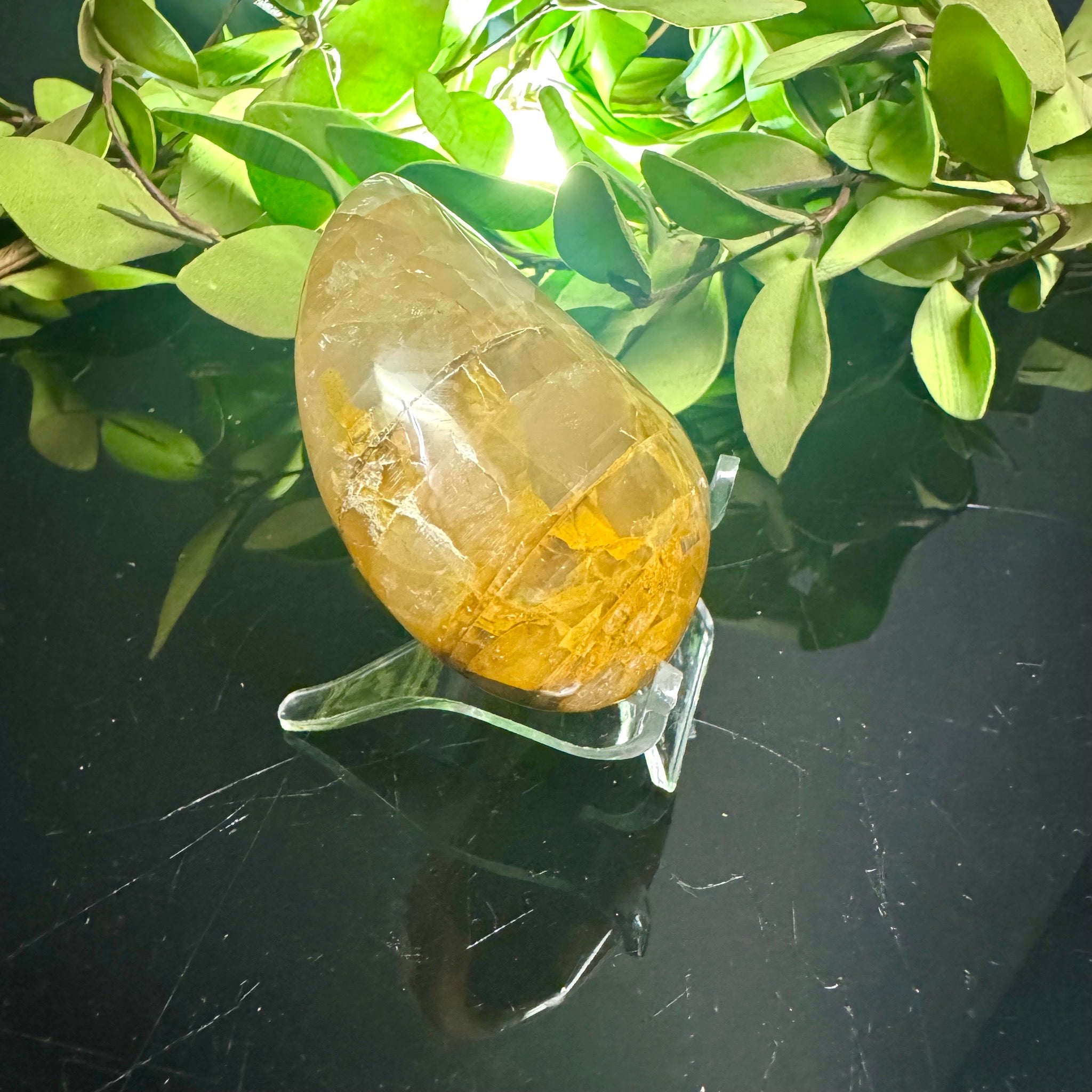 Golden Healer Quartz Moon Carving