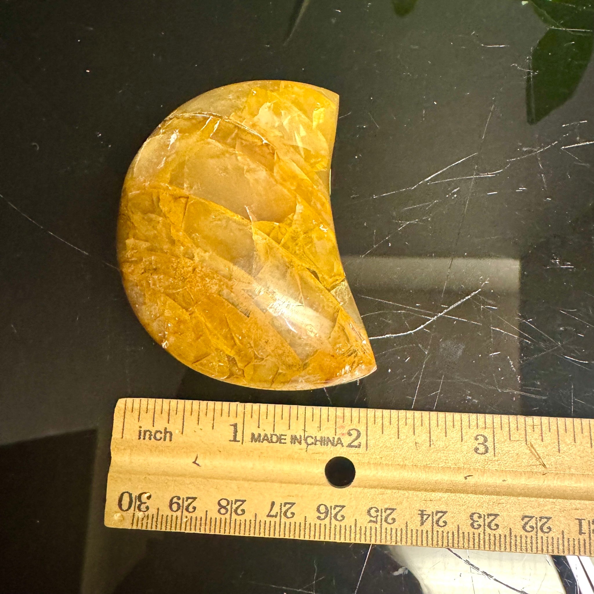 Golden Healer Quartz Moon Carving