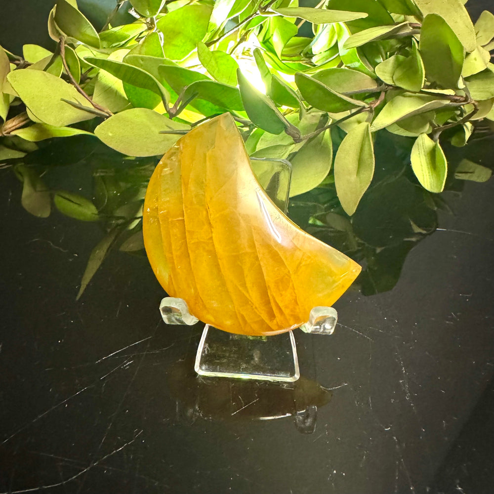 Golden Healer Quartz Moon Carving
