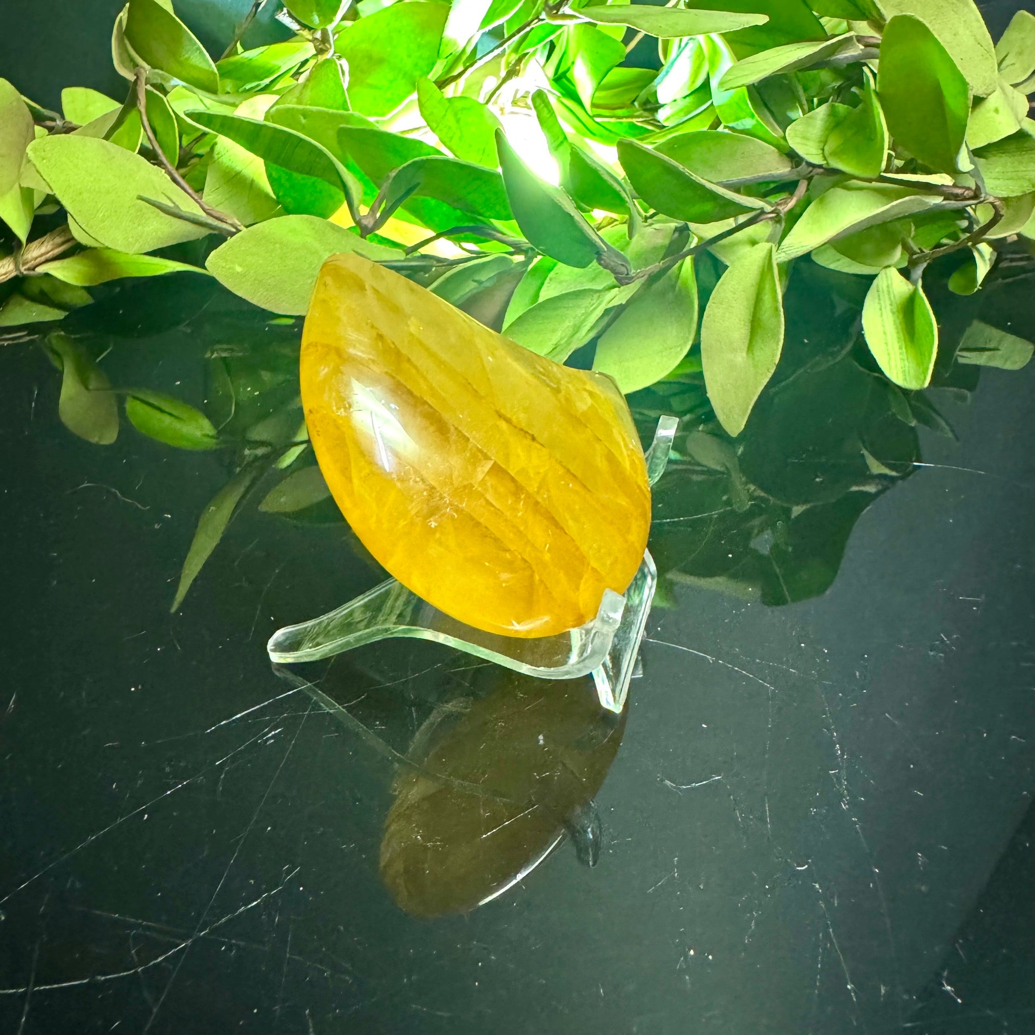 Golden Healer Quartz Moon Carving