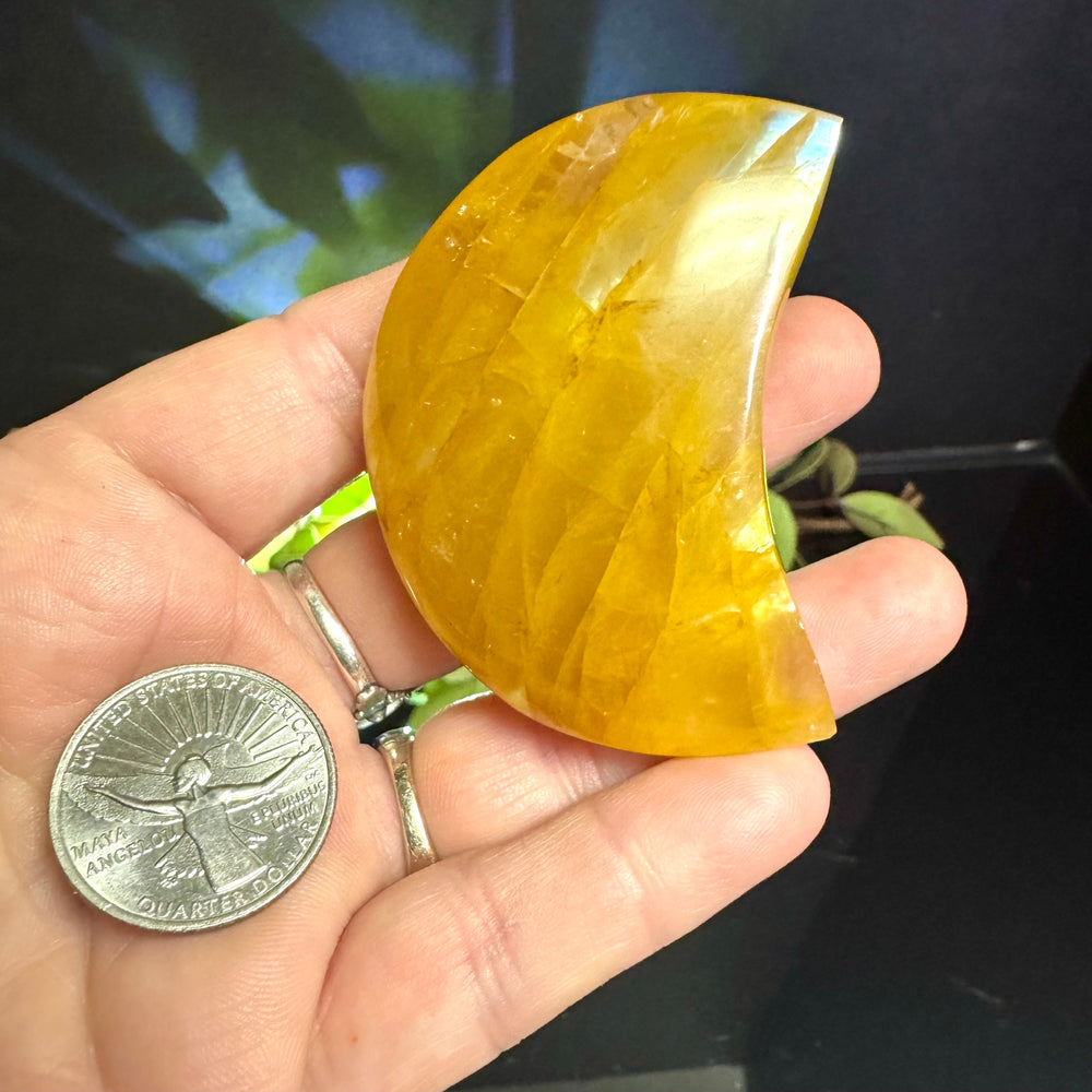 Golden Healer Quartz Moon Carving