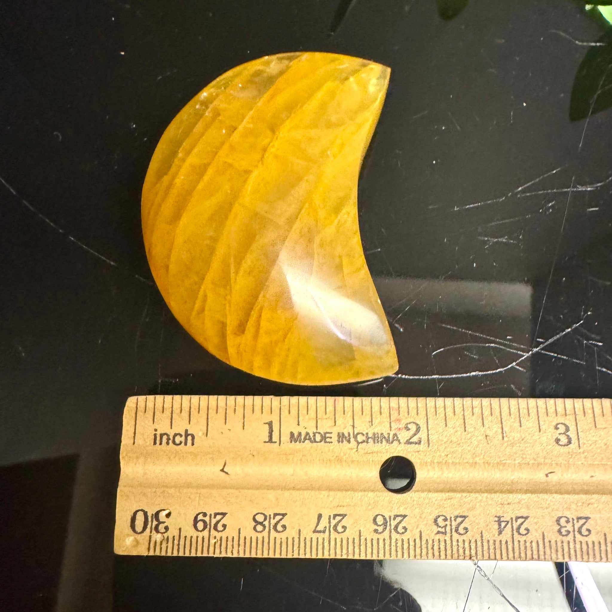 Golden Healer Quartz Moon Carving