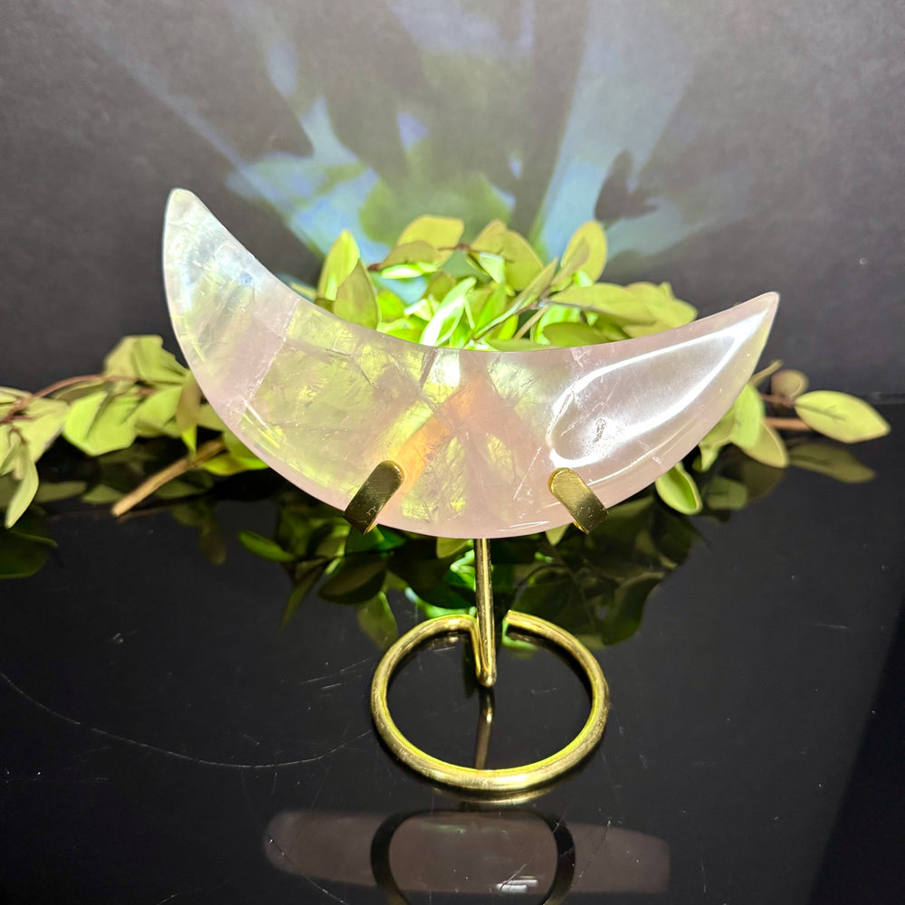 Rose Quartz Moon Carving
