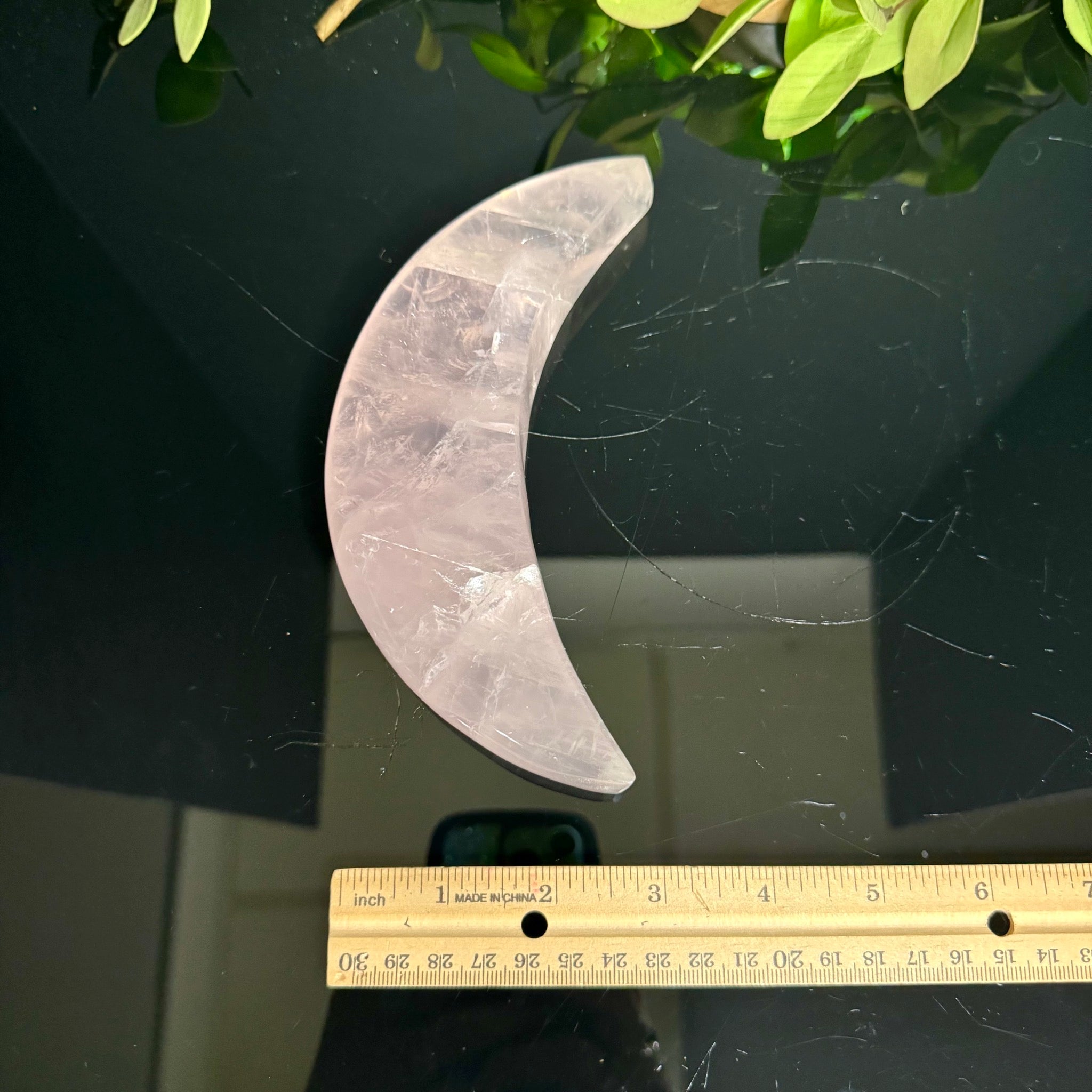 Rose Quartz Moon Carving