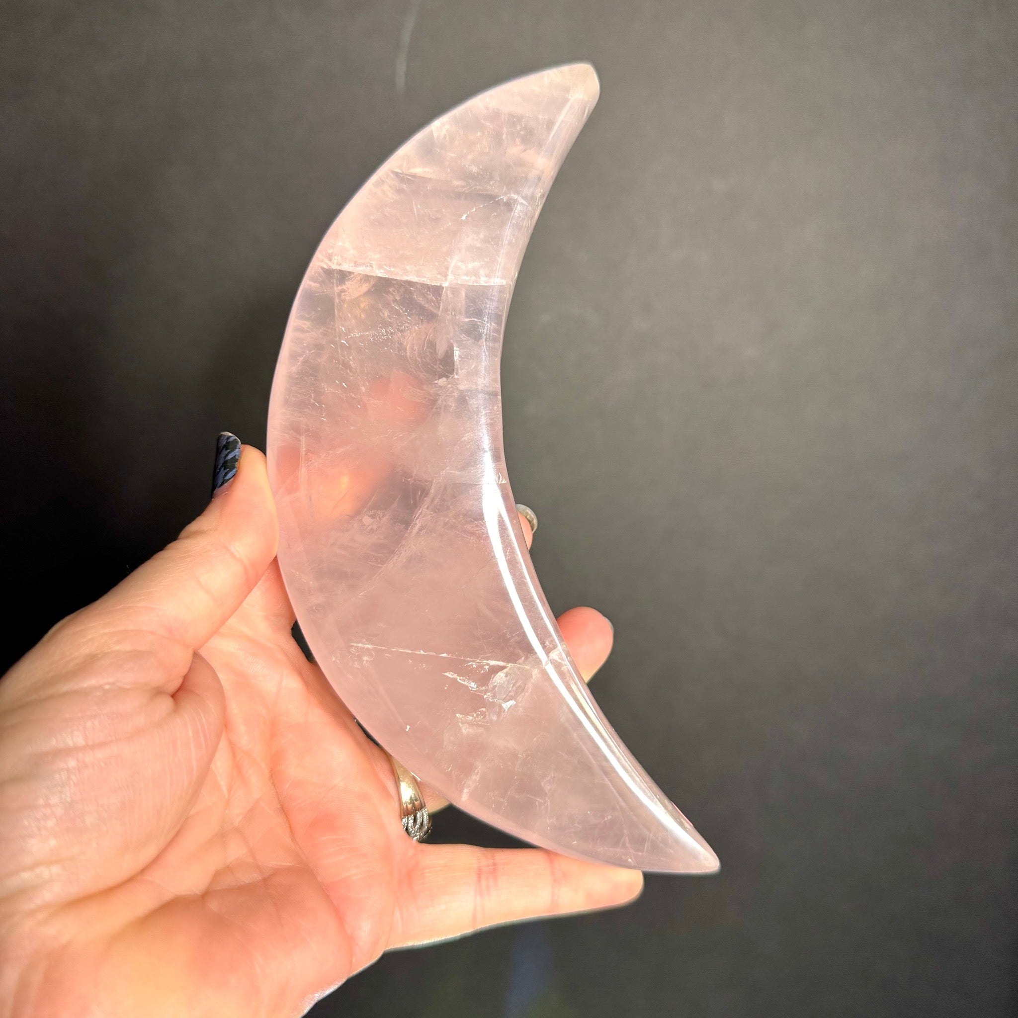 Rose Quartz Moon Carving