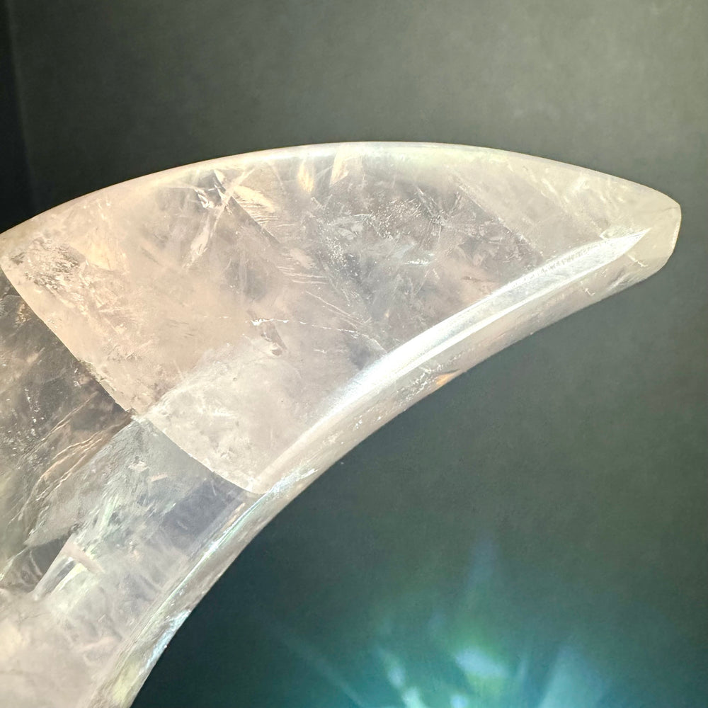 Rose Quartz Moon Carving