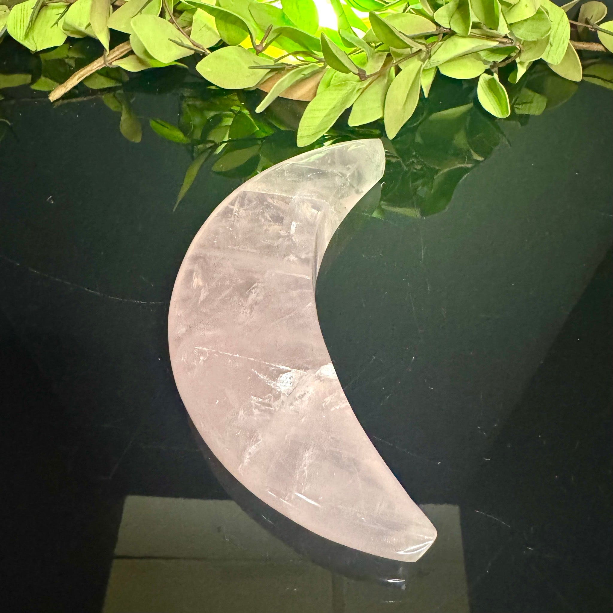 Rose Quartz Moon Carving
