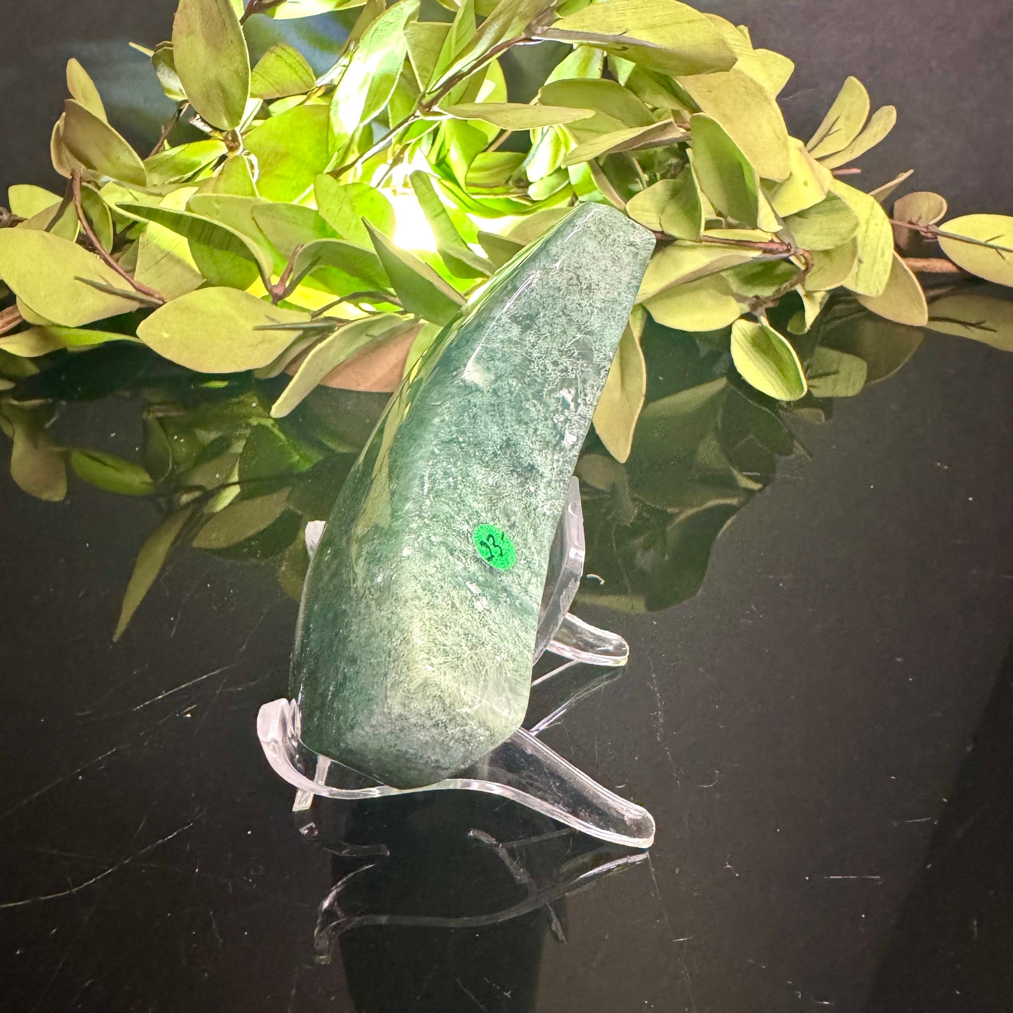 Moss Agate Moon Carving