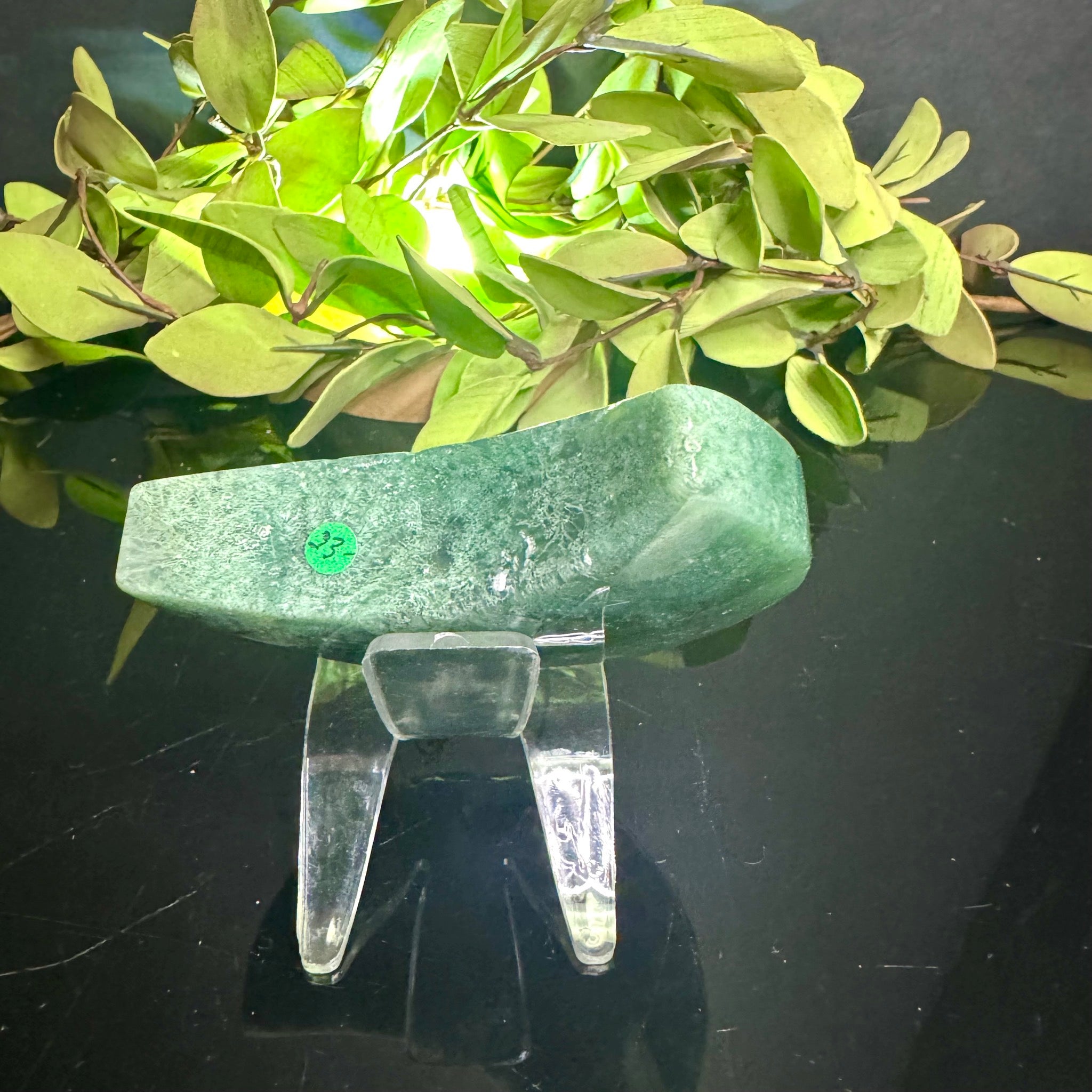 Moss Agate Moon Carving