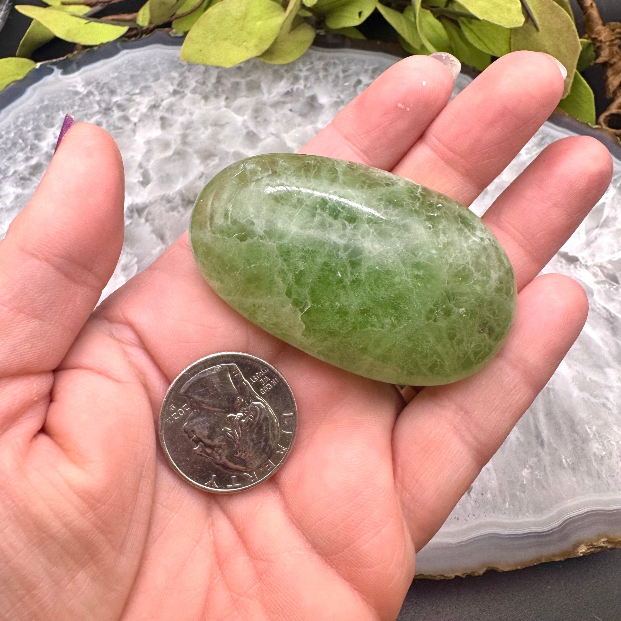 Prehnite Palm Stone