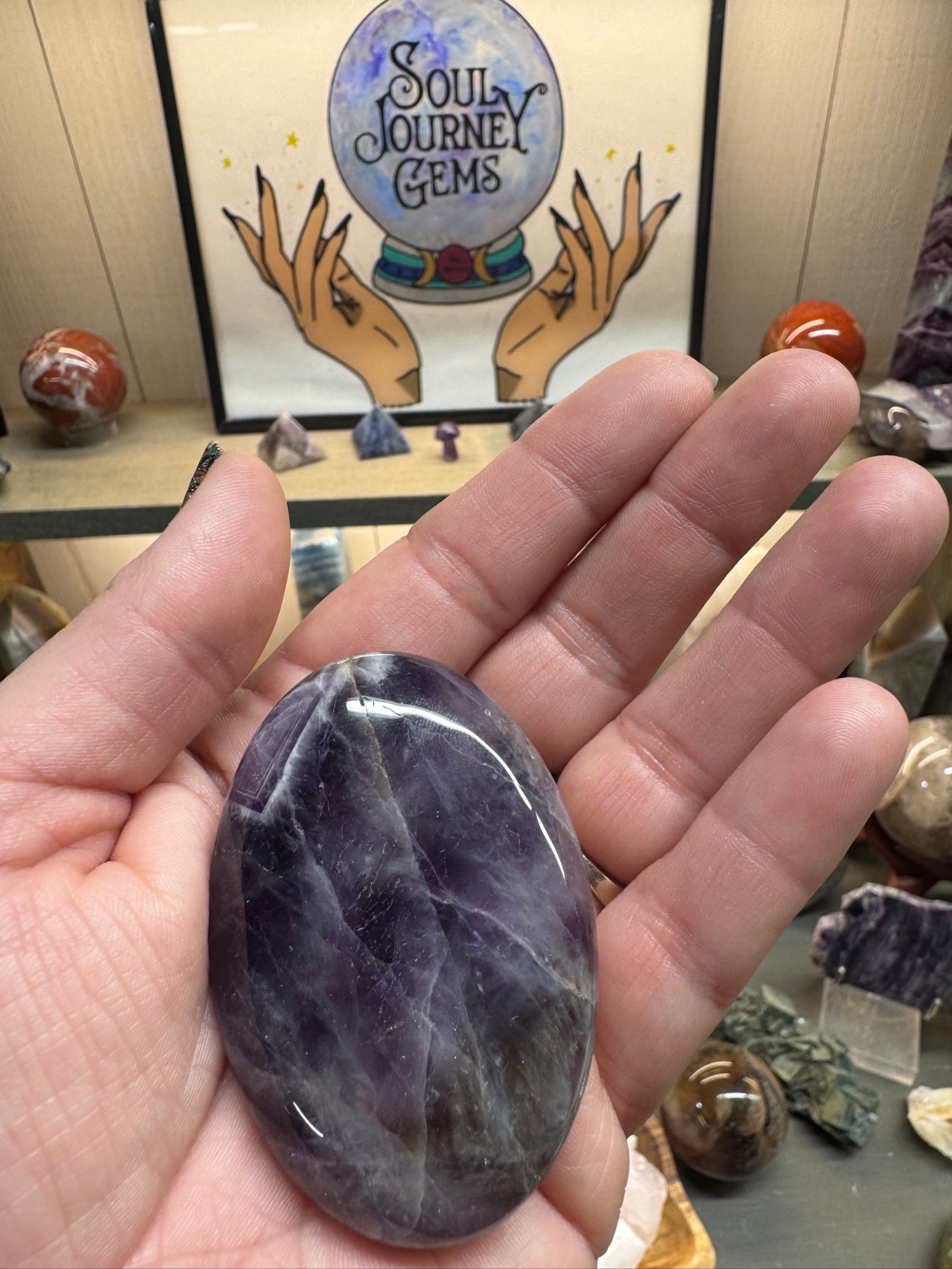 Chevron Amethyst Palm Stone