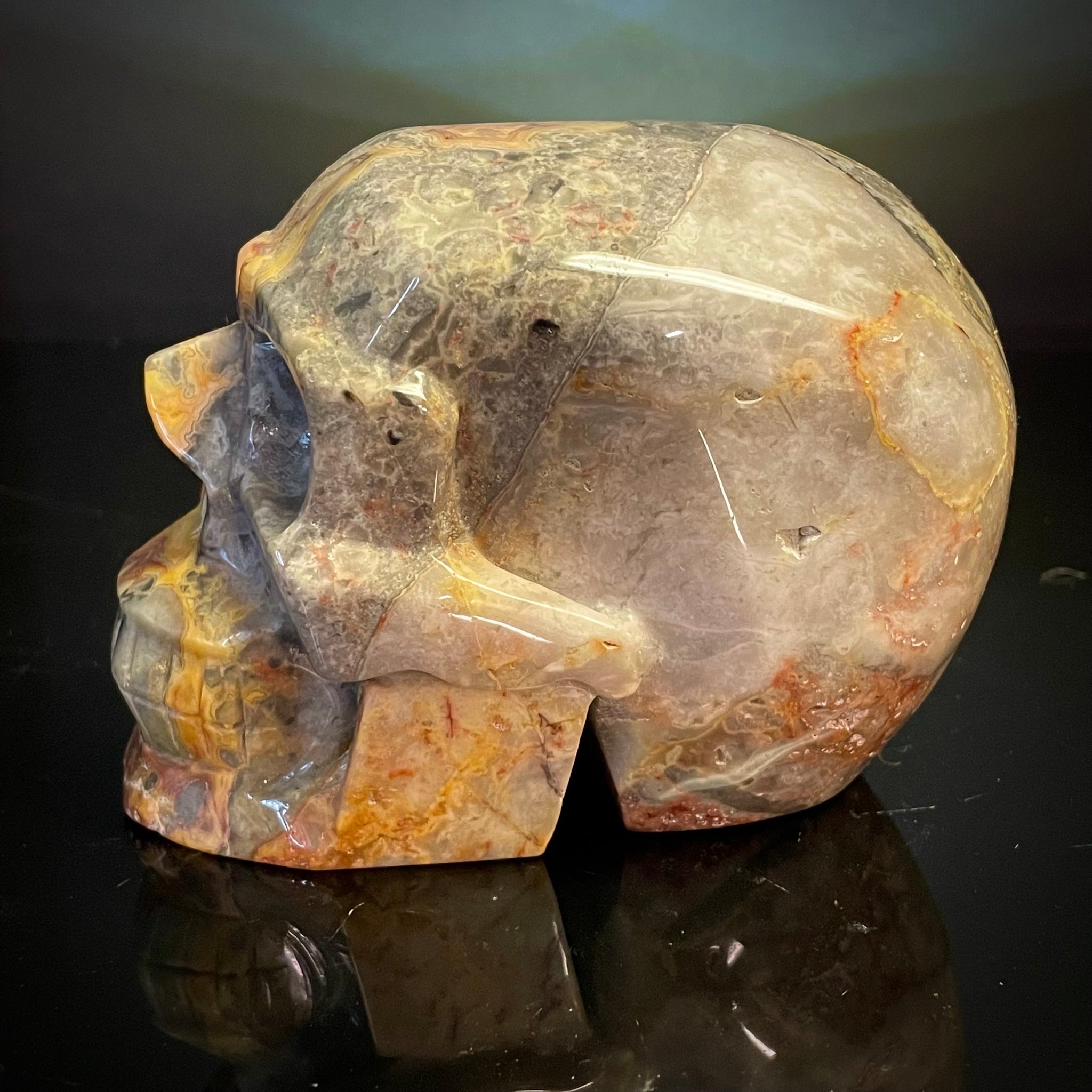 Crazy Lace Agate Skull