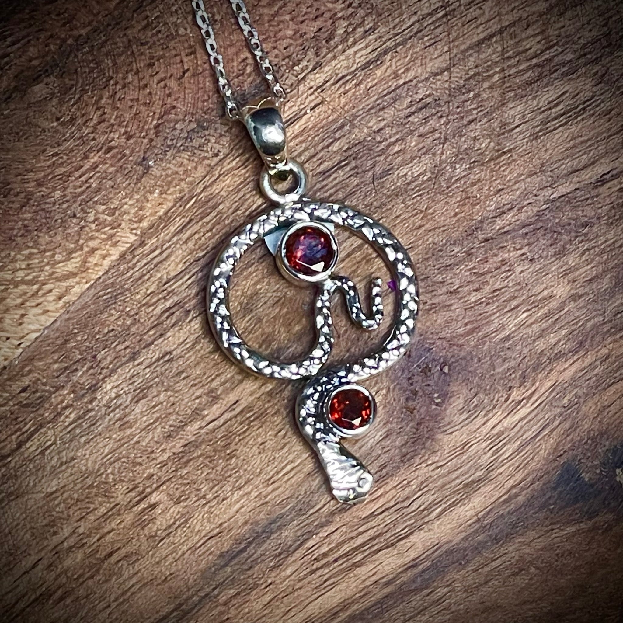 Garnet Snake Pendant