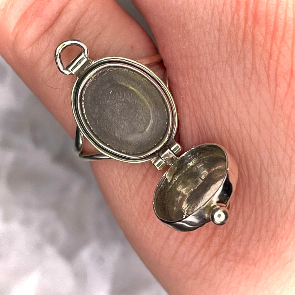 Smoky Quartz Poison Ring Sterling Silver