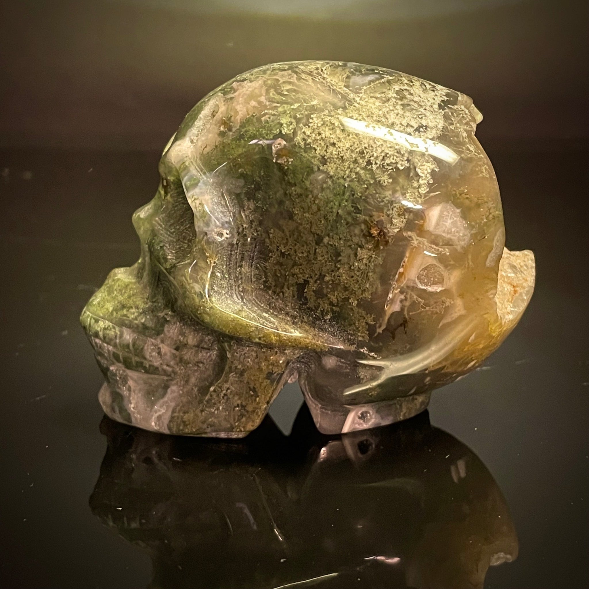 Moss Agate Skull