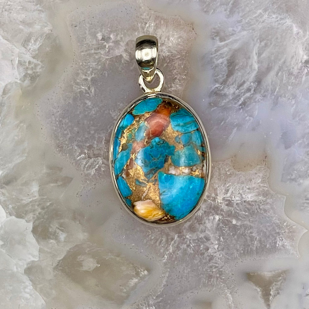 Oval Mohave Copper Turquoise Pendant Sterling Silver