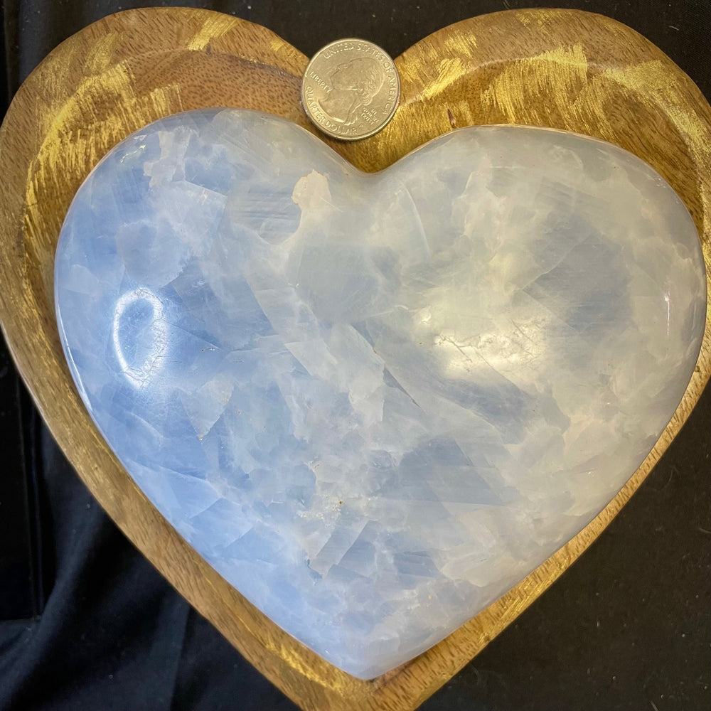 Blue Calcite Heart on Stand