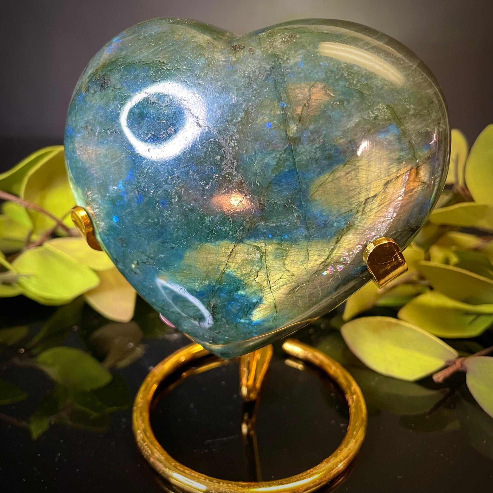 Labradorite Heart on Stand