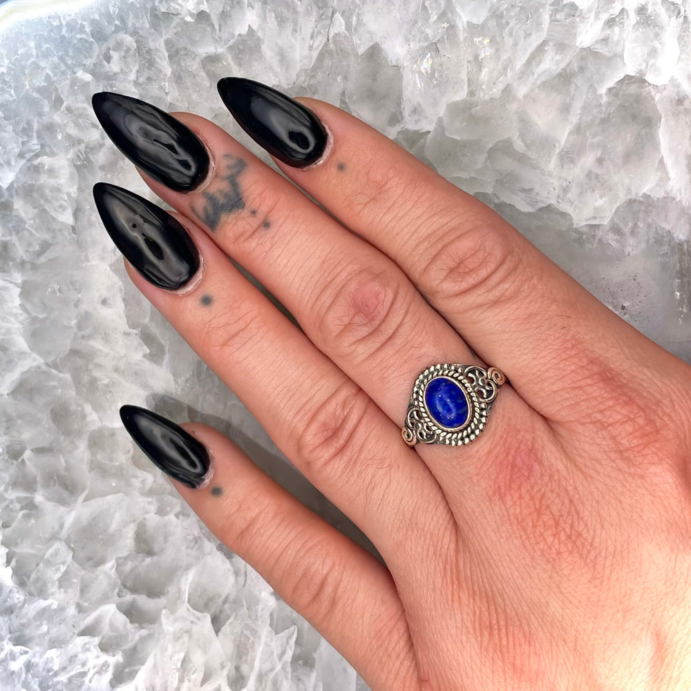 Oval Lapis Lazuli Ring Sterling Silver