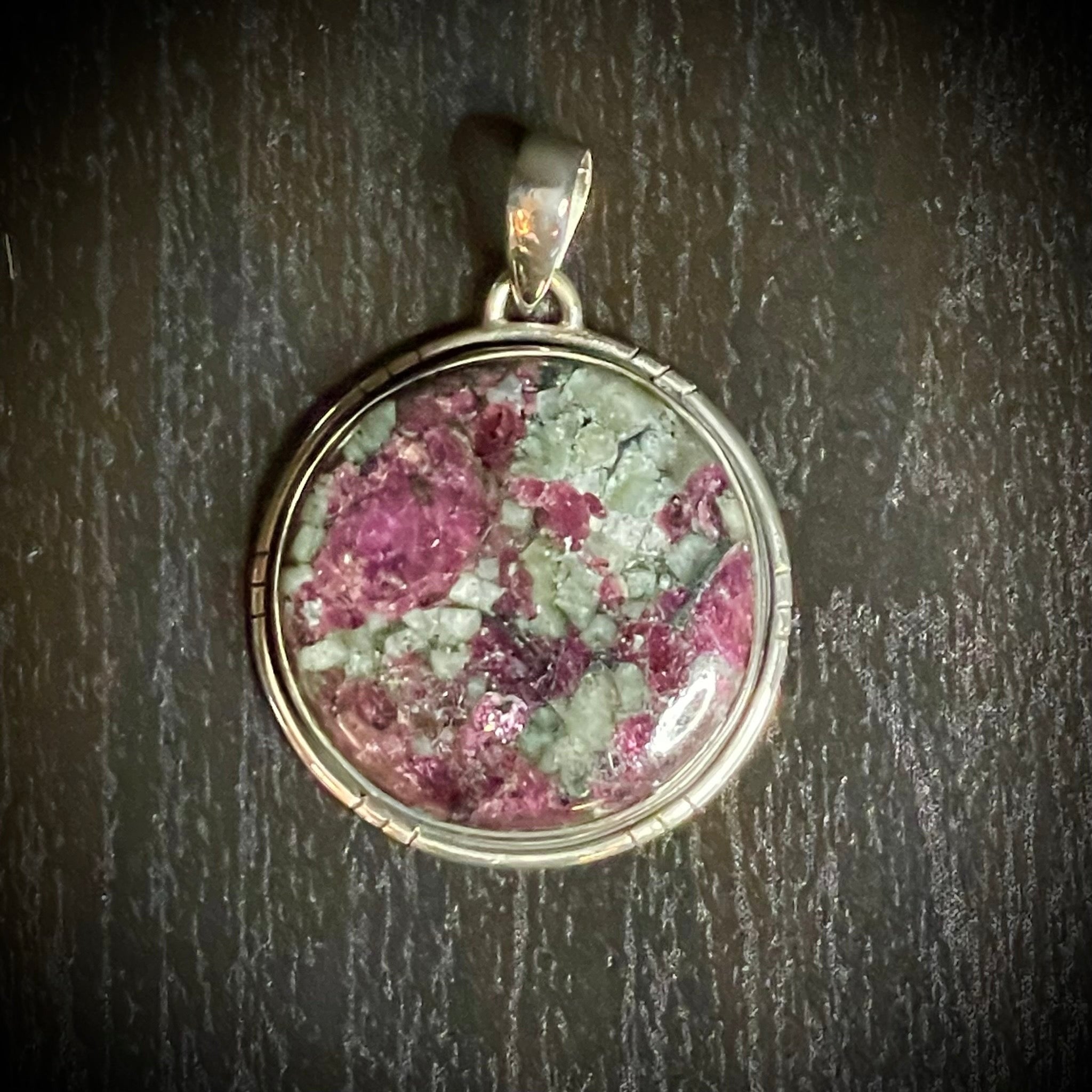 Round Eudialyte Pendant Sterling Silver