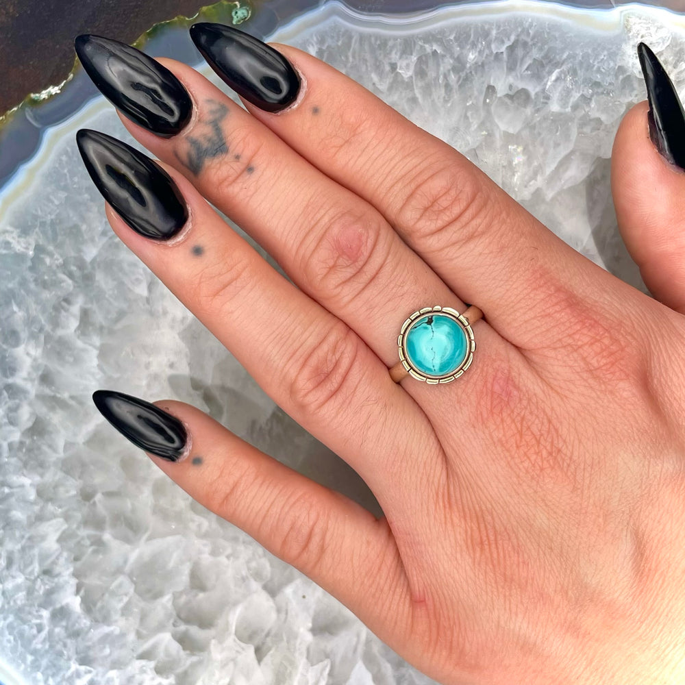 Round Turquoise Ring Sterling Silver