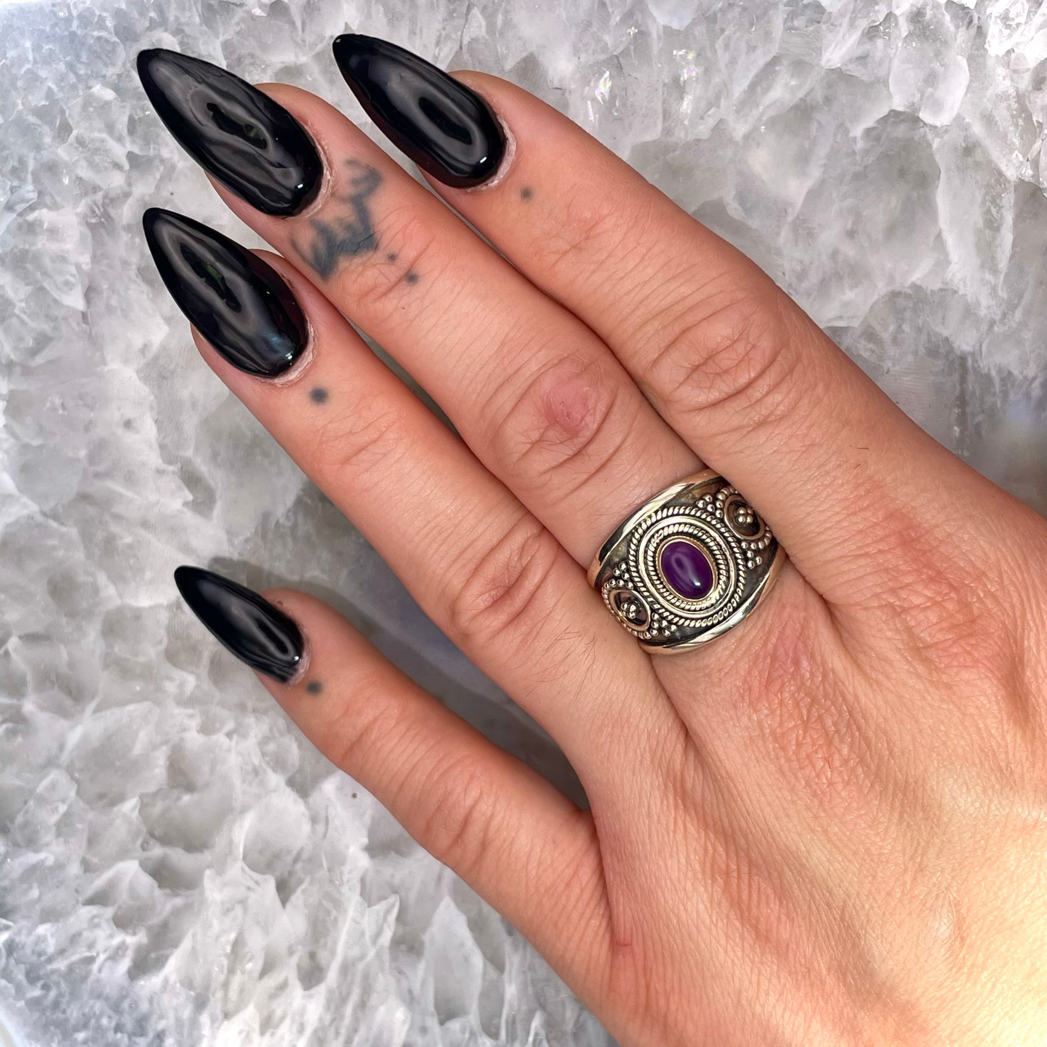 Oval Amethyst Ring Sterling Silver