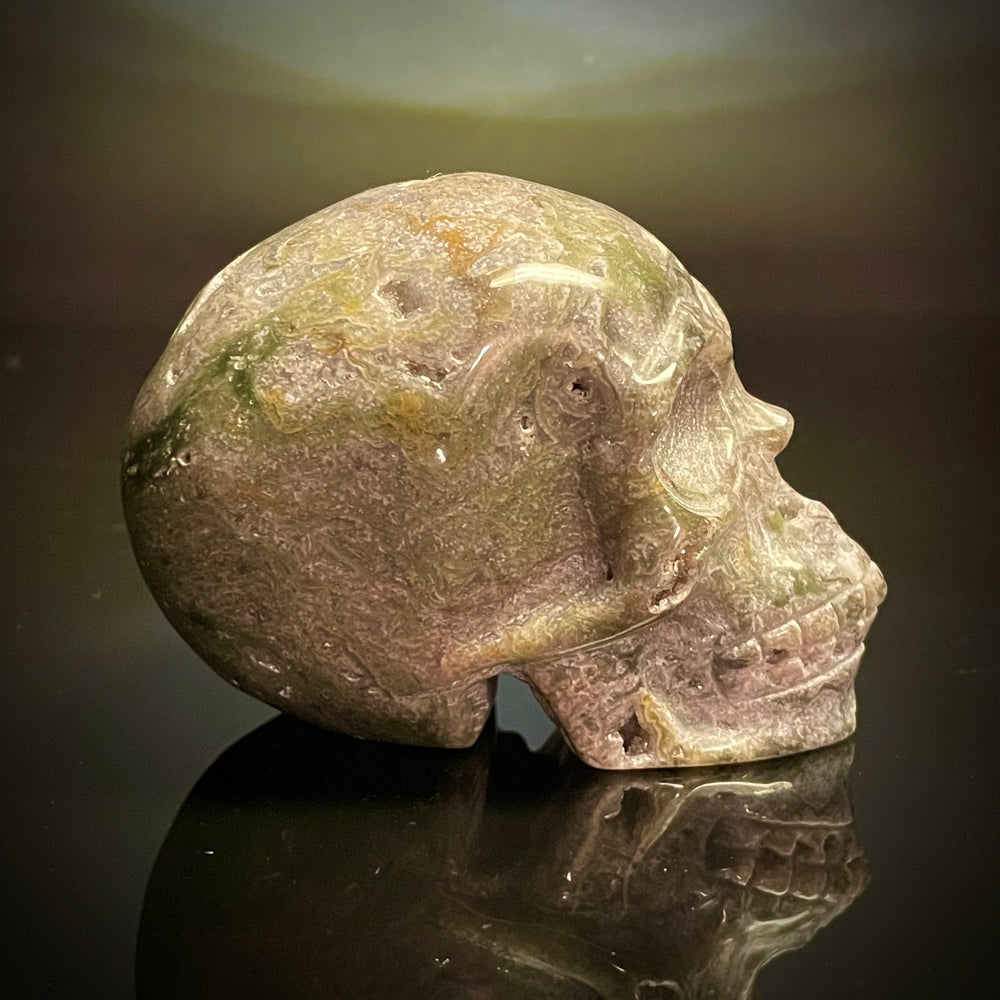 Moss Agate Skull