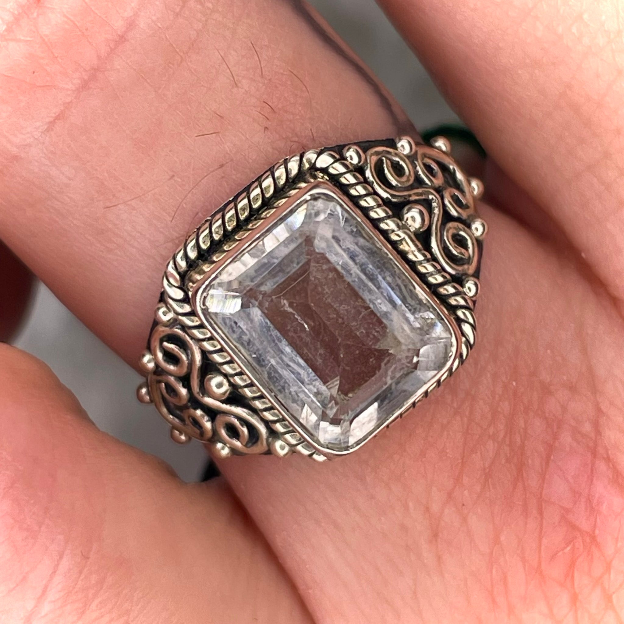 Square Quartz Ring Sterling Silver