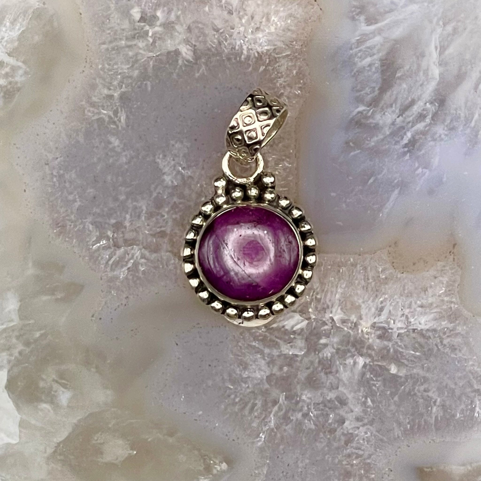 Round Ruby Pendant Sterling Silver