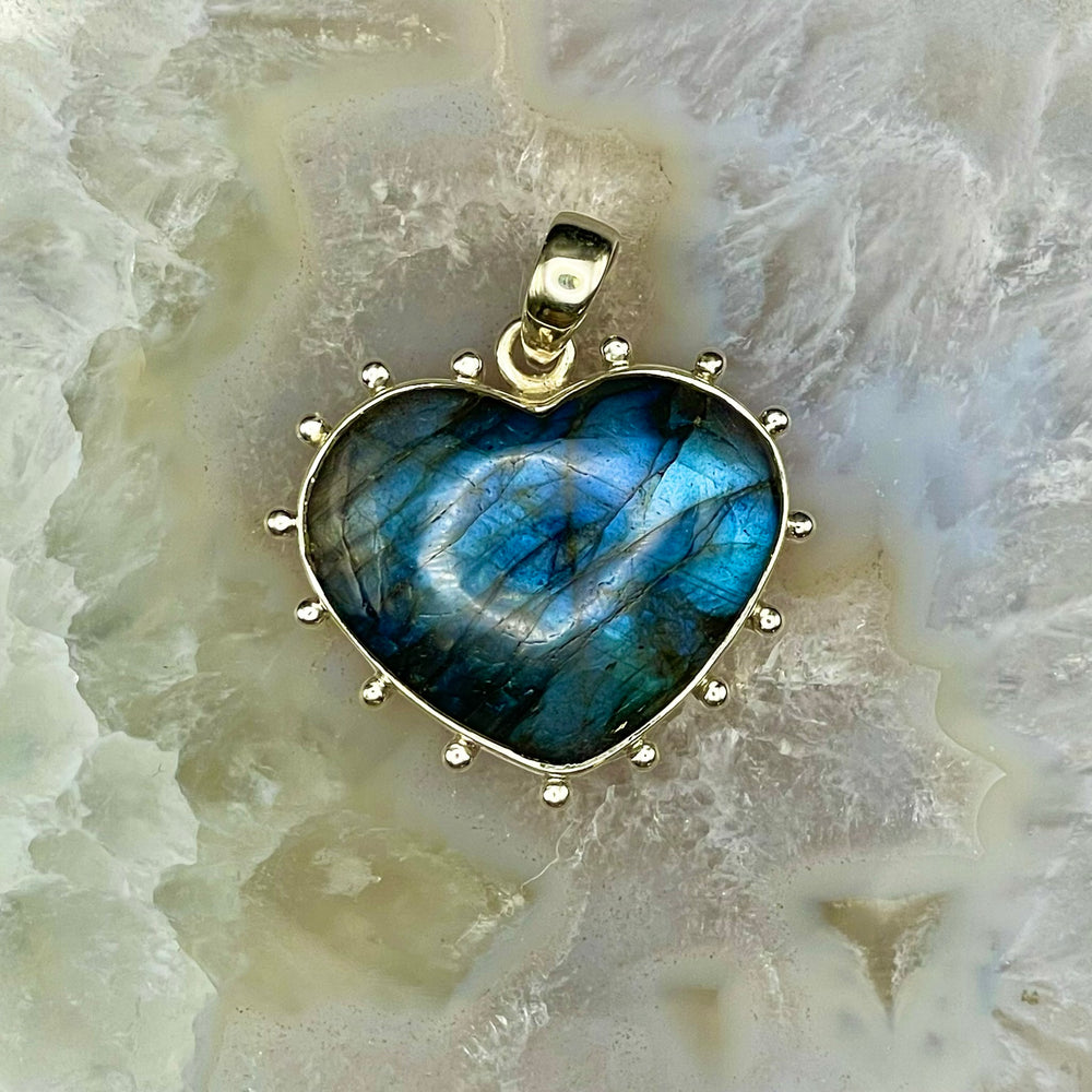 Heart Labradorite Pendant Sterling Silver