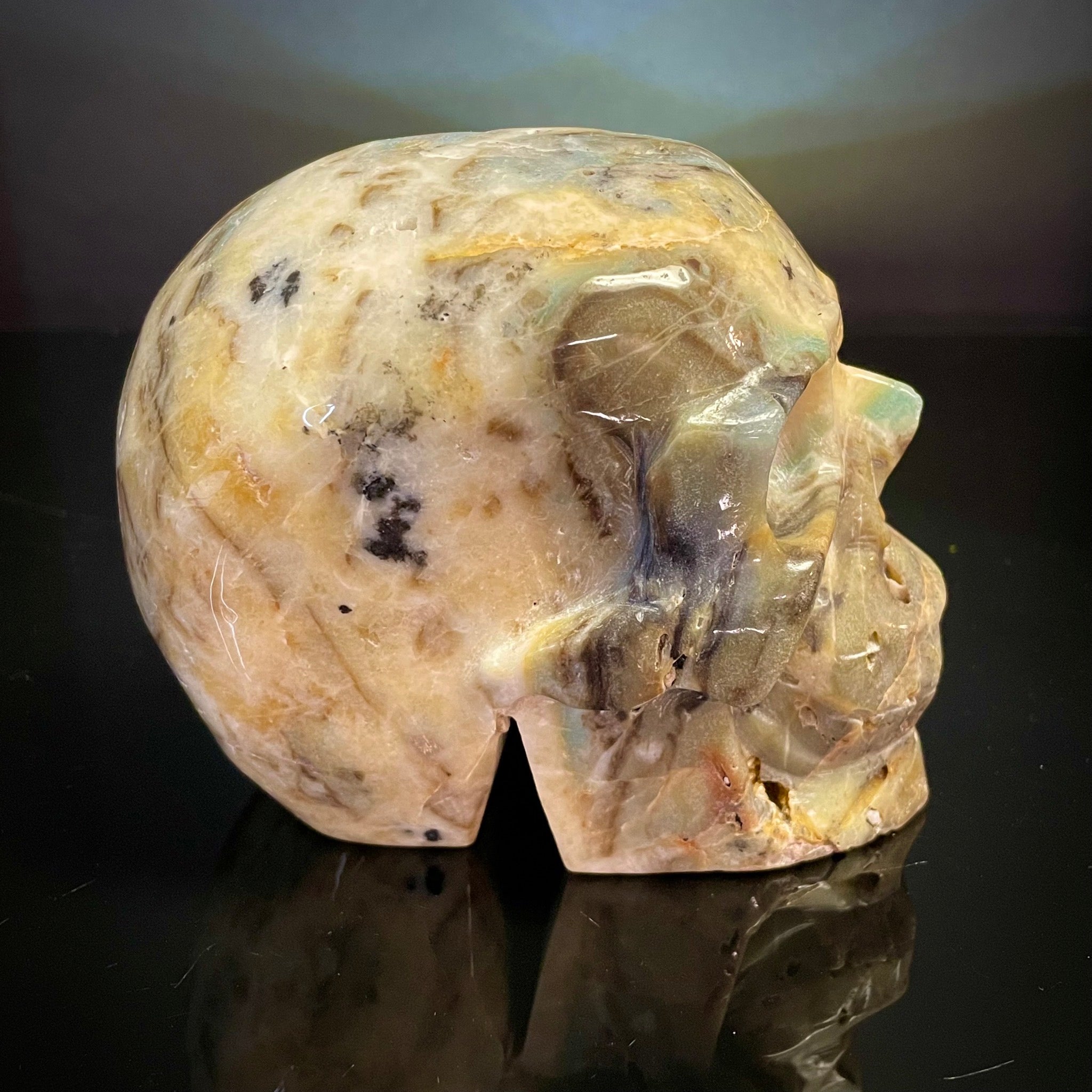 Blue Aragonite Skull