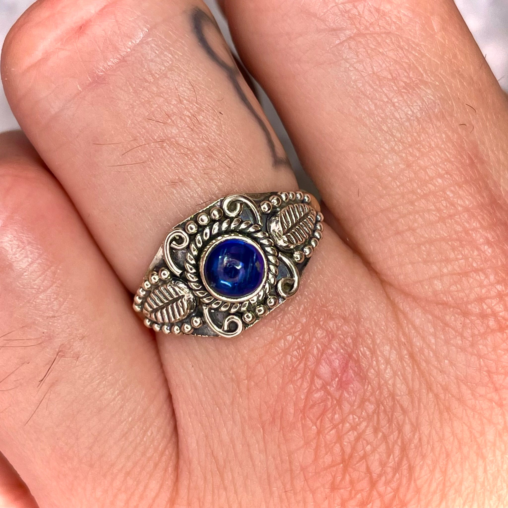 Blue Kyanite Leaf Ring Sterling Silver